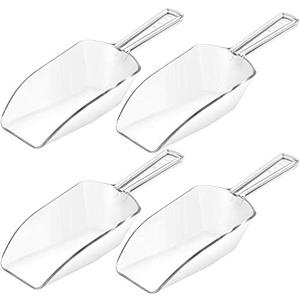 Hestya 4 Pcs Multi Purpose Clear Plastic Scoops for Candy Buffet Acrylic Kitchen Ice Food Popcorn Scoops for Protein Powders, Ice Cream, Coffee, Tea Jar (7.8 Inch)