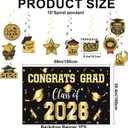2026 Graduation Decorations Set- Class of 2026 Grad Party Decorations, Congrats Grad Banner, Backdrop, Grad Hanging Swirl, Balloons and Honeycomb Table Toppers, Graduation Party Supplies