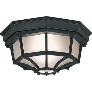 Designers Fountain 2067-BK Builder Cast Outdoor Flush Mount Ceiling Light, 10.5 in W, Black