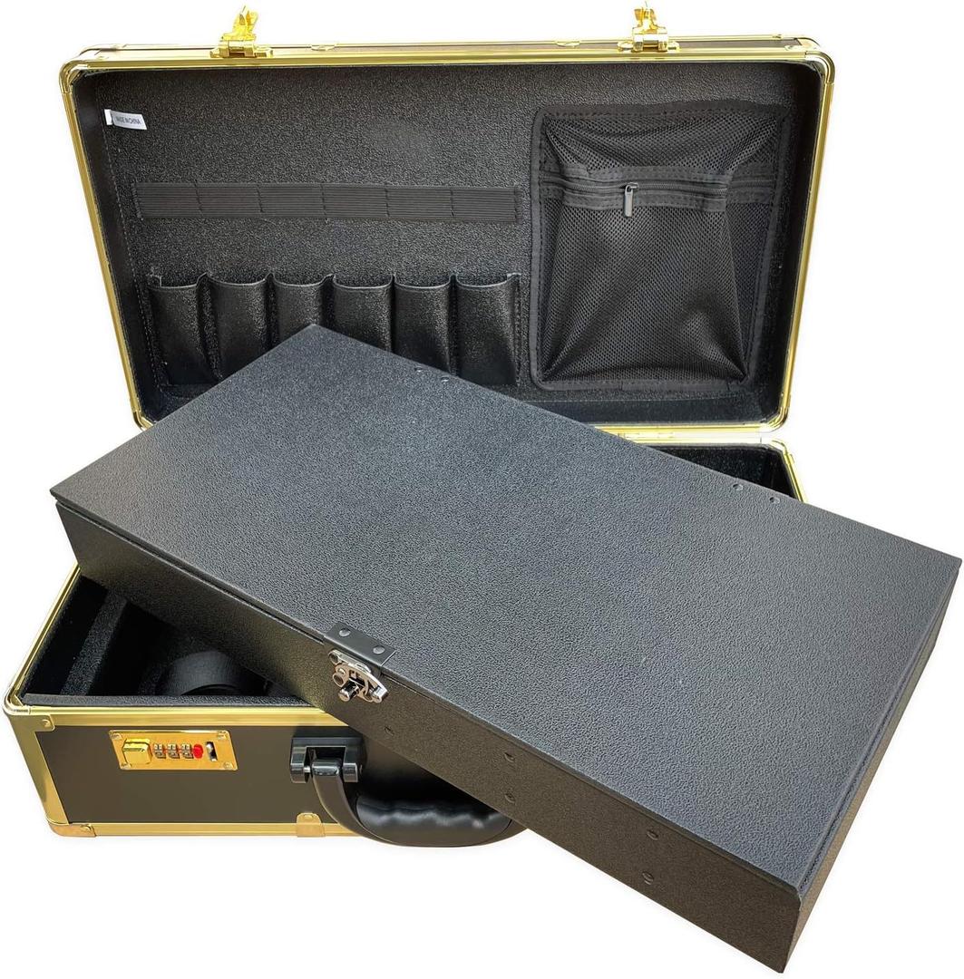 Big Space Barber Box Double Layer Barber Case Gold Color