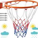 Basketball Rim, Regulation Size 18" & Durable Solid Steel with Polyester Net-Door and Wall Mount for Indoor Outdoor Use