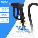 Sewer Jetter Kit for Pressure Washer 50 FT, Drain Cleaner Hose with Power Washer Gun, 1/4 Inch NPT Corner, Rotating and Button Nose Sewer Jetting Nozzle,Waterproof Tape, Pearl Corsage Pin, Spanner