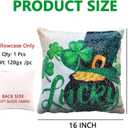4 x St. Patrick's Day Glitter Sequin Pillow Cover 16x16 Inch - Reversible Sparkle Sequined Cushion Case for Irish Holiday Home Party Decor (Lucky)
