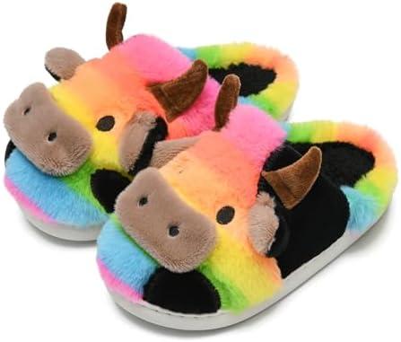 WENPOUTR Cow Slippers Toddler Slippers Kids Slippers Boys Girls Soft Non-Slip slippers Memory Foam Toddler House Shoes Kawaii Bedroom Pillow Cloud Slippers for kids, Size 24-25