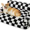 BFPETHOME Large Dog Couch Bed, Cute Pet Sofa with Non-Slip Bottom, Checkered Dog Bed with Washable Cover, XL Pet Couch (Black&White)