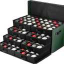 ZOBER Christmas Ornament Storage Box - Stores 128 3" Ornaments with Drawer Style Trays - Tear Proof 600D Oxford Fabric - Ornament Organizer Storage Box, Durable Christmas Containers Holder - Green