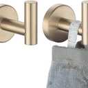 JQK Bathroom Towel Hook Champagne Bronze, Coat Robe Clothes Hook for Bathroom Wall Mounted (Pack of 2), SUS 304 Stainless Steel 0.8mm, TH100-CB-P2