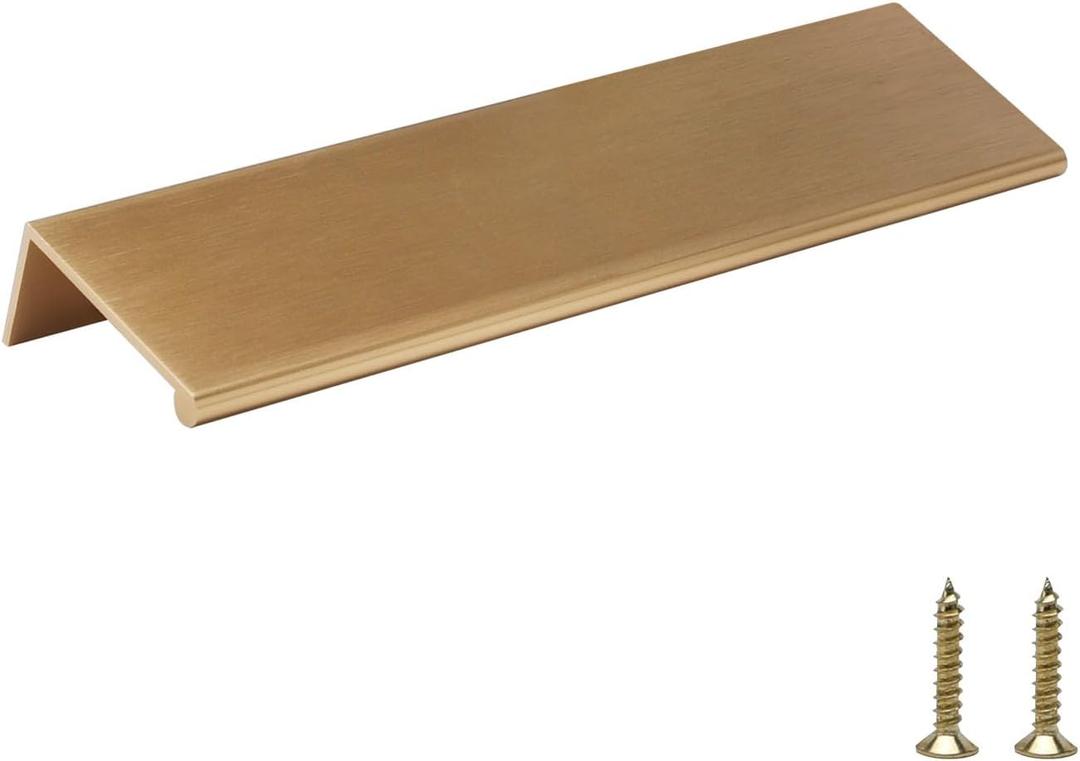 Rergy 10 Pack Champagne Bronze Cabinet Pulls - 5in Gold Finger Pulls, Brushed Bronze Edge Pulls for Kitchen (Hole Center: 5in(128mm))