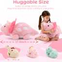 17.6in Pink Dinosaur Toys for Girls, Mommy Dinosaur Stuffed Animal with 3 Baby Dino Plush(Triceratops, Stegosaurus and Diplodocus),Small Dino Plushies for Girls and Boys,Gifts for Kids