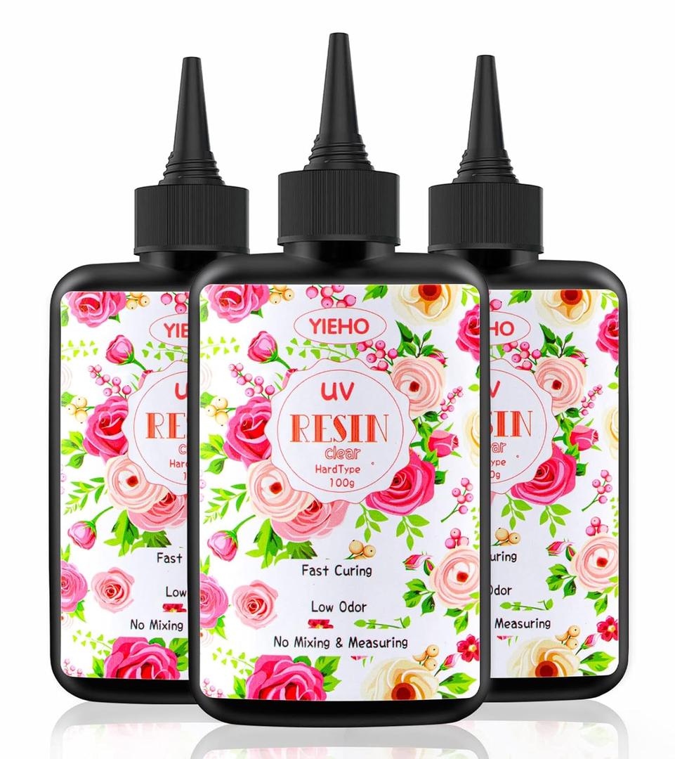 300g UV Resin,Upgraded Hard Type Crystal Clear Epoxy Resin Up Premixed UV Cure for Craft Jewelry Making