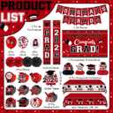 2 x Graduation Decorations 2026 Red Class of 2026 Congrats Grad Backdrop Door Banner Tablecloth Balloons Cake Topper Honeycombs Hanging Swirls for Graduation Party and High School College Celebrations