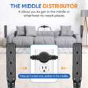 Twin Extension Cord Power Strip - 12FT Dual Extension with Flat Wall Plug, Split Extension Cord with Multiple Outlets,Double Head Outlet for Behind Bed, Couch,Indoor Flush Design(Black)