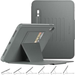 SEYMAC stock Case for iPad (A16) 11th/10th Generation 11''/10.9'', Strong Magnetic Auto Sleep Shockproof Case with Absorbing Multi-Angles Stand, Pen Holder, Card Slot (Gray)