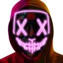 Poptrend Halloween Mask LED Light up Mask for Festival Cosplay Halloween Costume Masquerade Parties,Carnival,Gifts(Pink)