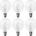 25 Watt Wax Warmer Bulbs, G50 Scentsy Light Bulbs for Full Size Scentsy Warmers, E12 Base 120V G16.5 Globe Candle Warmer Lamp Bulb, Warm White, Dimmable, 6 Pack