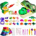 Dinosaur Dough Sets with Dentist Play Set, Dino Skeletons & Molds & 24 Non-Toxic Clays, Dough Tools, Dinosaur Toys for Kids Toddler Boy Toys for 3 4 5 6 7 Year Old Birthday Gift Christmas