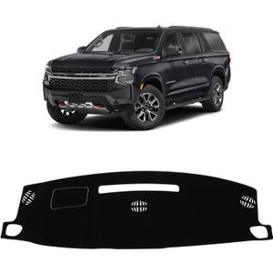 Autorder Dashboard Cover Mat for 2021-2024 Chevrolet Suburban/Tahoe/GMC Yukon Accessories Dash Cover Flannel Dash Mat Sunshade Glare UV Rays Protector (Not for Yukon Denali) Black