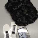 Aisaide High Puff Afro Mohawk Ponytail with Bangs No Drawstring,Short Kinky Curly No Drawstring Ponytail Extension,Synthetic Clip in Mohawk Ponytail Bun with Bangs,Wrap Updo Clip in Hair Extensions 