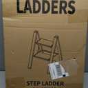 2 Step Lightweight Aluminum Folding Ladder, Portable Step Stool with Anti-Slip Pedals, 330 lbs Capacity for Home, Office, KitchenWhite&Woodgrain