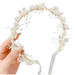 Artificial Pearl Headband for Brides Elegant Wedding Party Hairband Accessory Wire Chic Bridal Look Stunning Photography Prop Fashion Pearl Headbands for Women, 2 Pieces