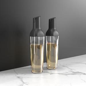 JIMMEAL Oil Dispenser 17 Oz For Kitchen Cooking 2 Pack, Olive Oil Bottle Dispenser Auto Flip Non-Drip Oil Dispenser Bottle Wide Opening Easily Refill And Clean,500ml Glass Oil Dispenser Black