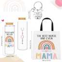 SiliFine Nurse Mother's Day Gifts Set Include Nurse Mom Canvas Tote Bag 20 oz Mama Stainless Steel Tumbler Appreciation Keychain Birthday Gifts from Daughter Son for Women