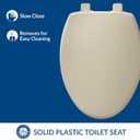 Bemis 7300SLEC Slow Close Toilet Seat, Easy Clean Hinges and Durable Plastic Seat, Made in USA, Elongated, Bone