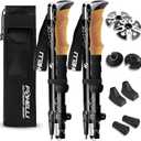 Foxelli Lightweight Trekking Poles  Compact Walking Sticks with Quick Locks, Ergonomic Cork Grip & All-Terrain Accessories  Adjustable Collapsible Poles for Travel & Hiking (39-47 in (100-120 cm))