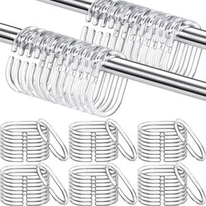 120 Pcs Clear Shower Curtain Rings Plastic Shower Curtain Hooks Bulk C Shaped Rings Hook Hanger for Bathroom Window Rod