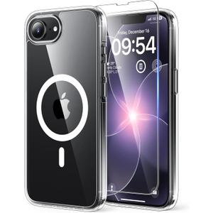 TAURI for iPhone 17e / iPhone 16e Case, Compatible with MagSafe, Anti-Yellowing with Screen Protectors, Shockproof Military-Grade Protection, Slim Magnetic Phone Case for iPhone 16 e / 17 e, Clear