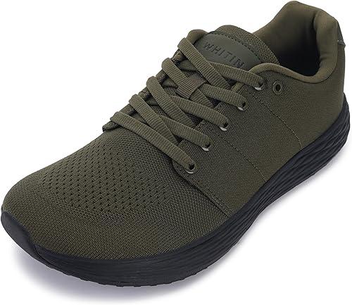 WHITIN Men's Wide Toe Box Walking Shoes + Zero Drop with Non-Slip Rubber Outsole (Black) 40/8