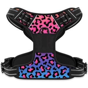 Rnivvi No Pull Dog Harness, Cute Leopard Reflective Medium Sized Puppy Kitten Harness, Adjustable Soft Padded Vest for Medium Dogs, Heavy Duty Pet Vest with Easy Control Handle for Walking, Neon Rnivvi No Pull Dog Harness, Cute Leopard Reflective Medium Sized Puppy Kitten Harness, Adjustable Soft Padded Vest for Medium Dogs, Heavy Duty Pet Vest with Easy Control Handle for Walking, Neon