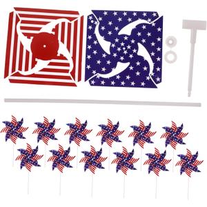 BESPORTBLE 12pcs Memorial Day Windmill Decorations Patriotic for Outdoor Garden Decor Pinwheels for Lawn Parties Hollow Rods Included (30X18X18CM, Multi)