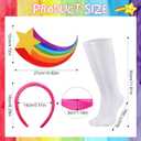 3Pcs Halloween Women Costume 2025 Accessories with Socks Stain Hot Pink Headband Large Rainbow Star Patch for Girls Cosplay