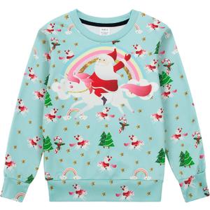 Funnycokid Kids Ugly Christmas Sweater Girls Boys Xmas Sweatshirt Funny Fleece Outfit 3D Print Clothes 4-16 Years (Blue, M)