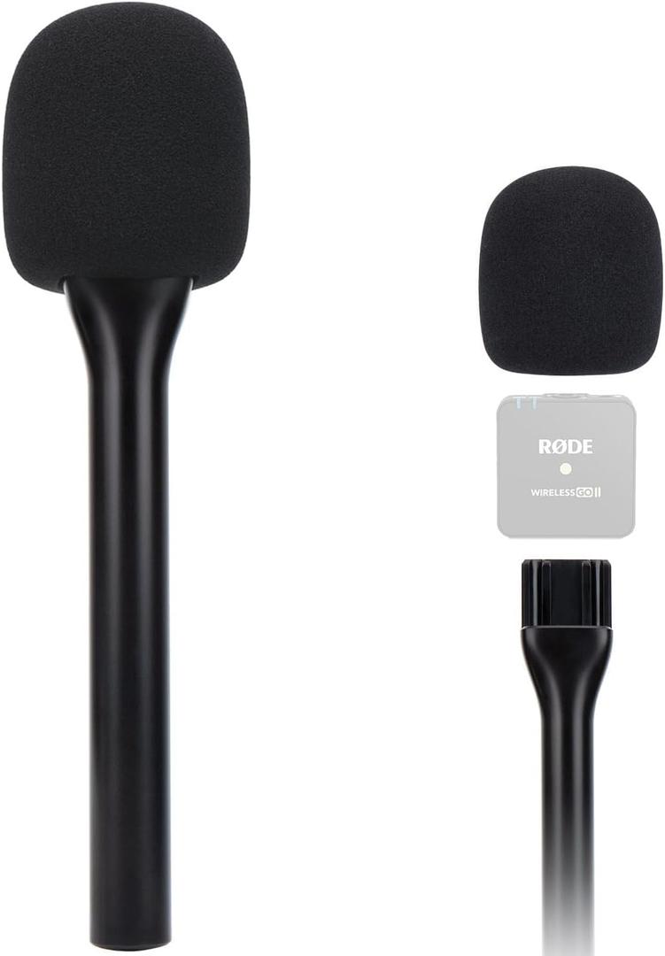 Rode Handheld Wireless Mic Stand with Pop Filter, Holder for Wireless Go 2/Pro, Interview Microphone Adapter for Go/ME