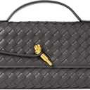 Joryin Woven Purse for Women Evening Clutch Woven Leather Handbags Crossbody Bag Purse Formal Evening Bag, Vegan Leather