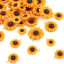 Resin Sunflower Charms Flower Charms for Jewelry Making Colorful Summer Daisy Flowers Pendants Sunflower Beads Ornament for Bracelet Necklace Earrings Keychain Handmade Craft (Flower#1-40pcs)