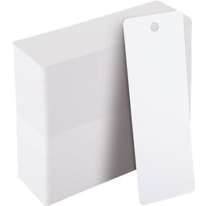 300 Pack Bulk Blank Bookmarks to Decorate, White Plain Cardstock Page Markers with Hole for Gift Tags, Price Hanging Labels, DIY Art and Craft Projects (6 x 2 Inch)