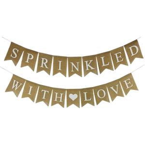 Sprinkled With Love Burlap Banner for Baby Shower Decorations