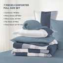 Andency Comforter Set Mineral Blue Oversized King(120"x120")- 7 Pieces Striped Lightweight Bed in a Bag, Soft Reversible Bedding Set with Comforter, Fitted & Flat Sheet, Pillowcases & Shams