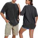 rosemia Oversized Tshirts for Men Vintage Short Sleeve Shirts Acid Wash Basic Tees (Black, S)