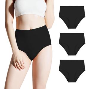 BATTEWA Incontinence Underwear for Women Washable, Leak Proof Underwear,Seamless Panties, Bladder Leak Underwear Protective Briefs High Absorbency 50ml, 3 Pack (Black, 4X-Large)