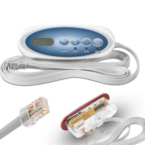 Bzumperyz 53238 Mini Oval Topside Control Panel Compatible with Balboa Heat Jacket System, 4 Buttons, 7-feet Cord with Phone Jack Connector