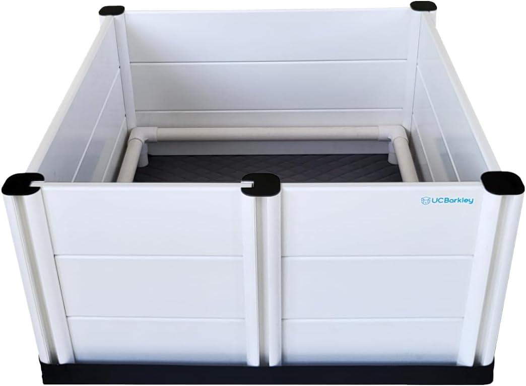 Whelping Box for Dogs & Puppies Premium 36" Modular Design with Easy-Open Door, Pig Rails, Oxford Floor Liner & Washable Pee Pad Indoor/Outdoor, Easy-Clean & Durable
