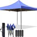 Pop-up Canopy Tent, Canopy Tent with Adjustable Height, Pop-up Tent 10x10, Windproof & Waterproof, Outdoor Canopy with Backpack Bag, 10x10 Tent for Patio Deck Garden and Beach, Pop Canopy Tent, Blue