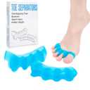 Silicone Toe Separators for Women & Men - Toe Spacers for Bunion Relief, Hammer Toe, Plantar Fasciitis & Pedicures | Includes Metatarsal Pad & Therapeutic Yoga Cushion for Foot Pain, 2 Pcs, Blue