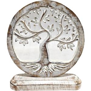 VANIYA CRAFTS Wooden Carved Handmade Engraved Table Decor Tree of Life Table Sculpture Home Decor Statue for Living Room, Bedroom, Office Desktop, Cabinets