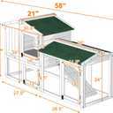 58" Wooden Rabbit Hutch Large Chicken Coop Weatherproof Indoor Outdoor Use 58'' x 20.5'' x 34'
