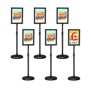 6Packs Adjustable floor standing poster stand, vertical and horizontal display sign stand, with heavy-duty base, aluminum alloy opening and closing frame (8.5 x 11 black)
